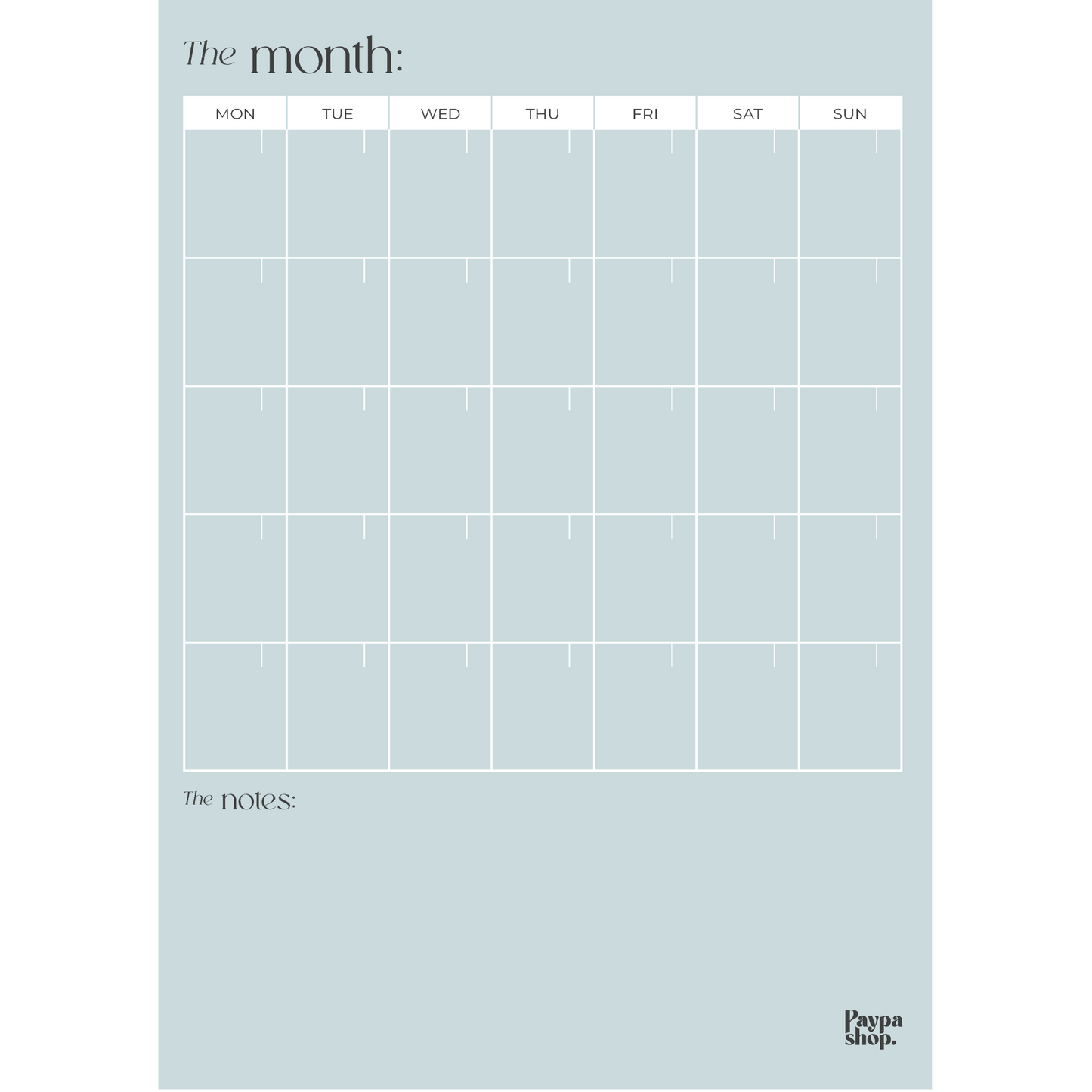 Magnetic Monthly Planner - Ocean Blue