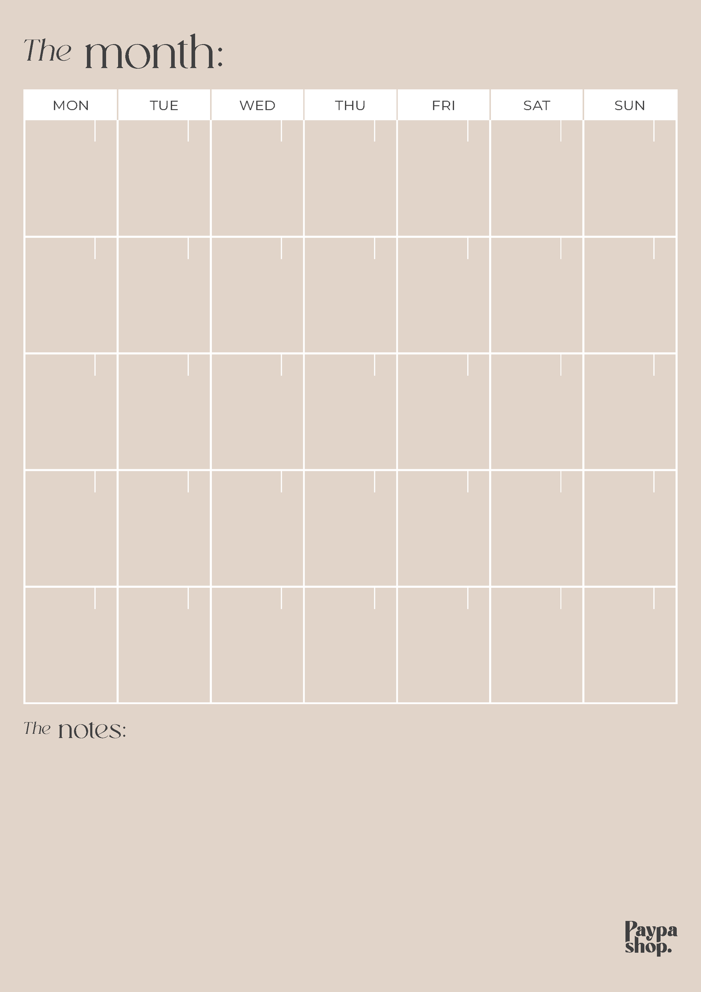 Magnetic Monthly Planner - Beige