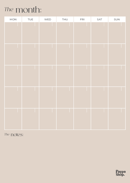 Magnetic Monthly Planner - Beige